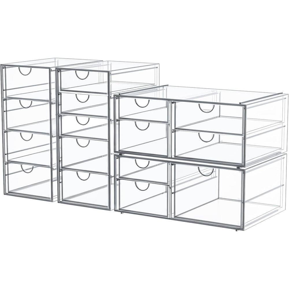 4-Pack Makeup Organizer Storage with 16 Drawers, Dustproof Storage Drawer for Bathroom Organizers, Office Supplies price history on PriceWatchPro