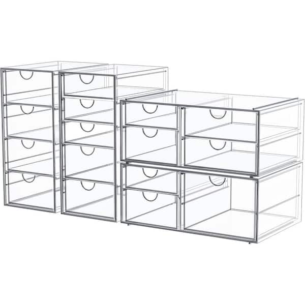 4-Pack Makeup Organizer Storage with 16 Drawers, Dustproof Storage Drawer for Bathroom Organizers, Office Supplies