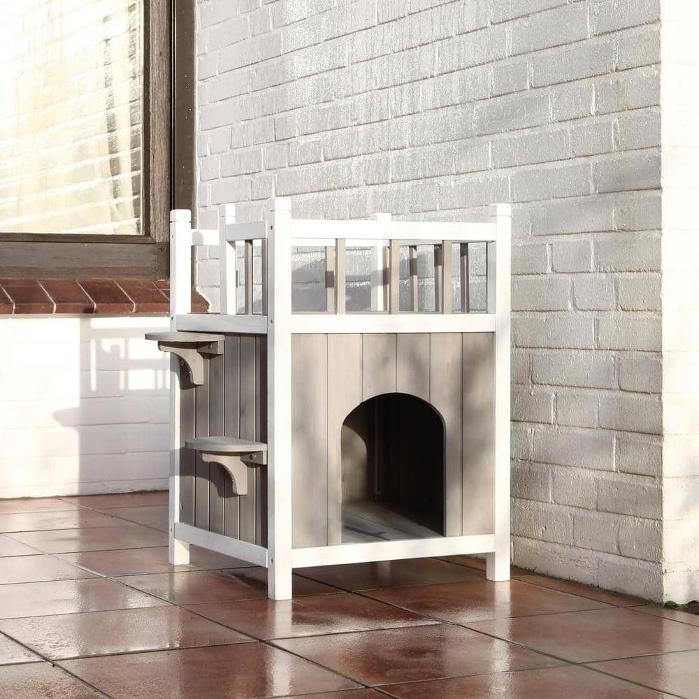 Weatherproof Fir Wood Pet Home with Balcony