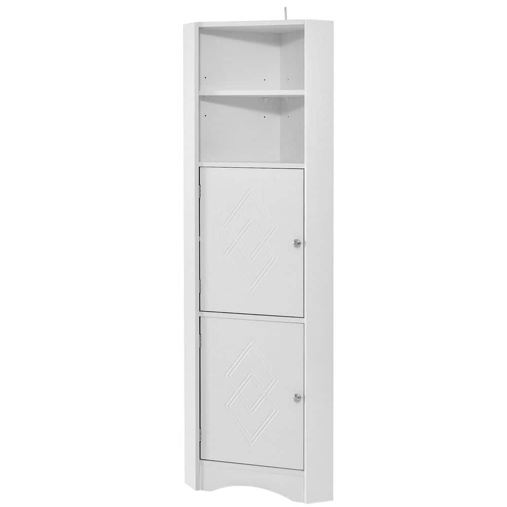 Polibi 14.9 in. W x 14.9 in. D x 61 in. H White MDF Board Linen Cabinet ...