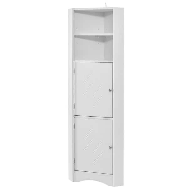 Polibi 14.9 in. W x 14.9 in. D x 61 in. H White MDF Board Linen Cabinet with Doors and Adjustable Shelves
