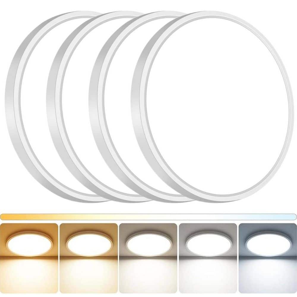12 in. Ultra Slim White Selectable 5CCT Color Changing 3600 Lumens LED Round Ceiling Flush Mount Light Fixture (4-Pack) price history on PriceWatchPro