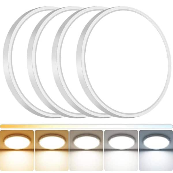 12 in. Ultra Slim White Selectable 5CCT Color Changing 3600 Lumens LED Round Ceiling Flush Mount Light Fixture (4-Pack)