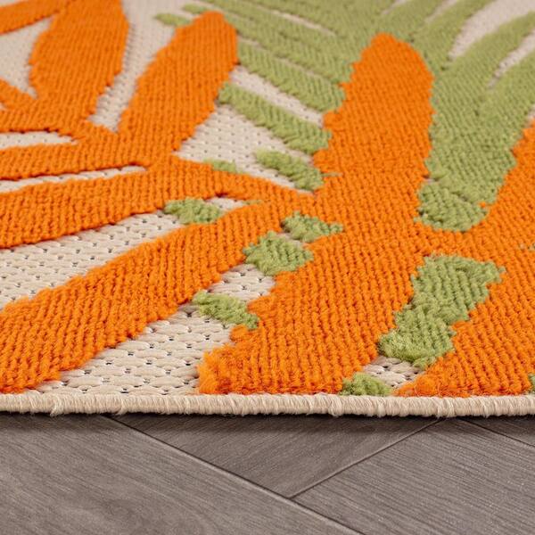 Evora Palm Frond Multi 6 ft. 6 in. x 6 ft. 6 in. Square Indoor/Outdoor Area Rug