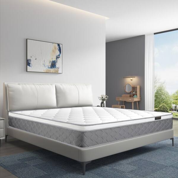 CHEVNI Grey Diamond Grid Queen Medium Memory Foam 10 in. Bed-in-a-Box Mattress