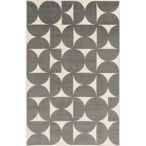 Tecopa Sevella Gray 7 ft. 10 in. x 9 ft. 10 in. Geometric Polypropylene Indoor/Outdoor Area Rug