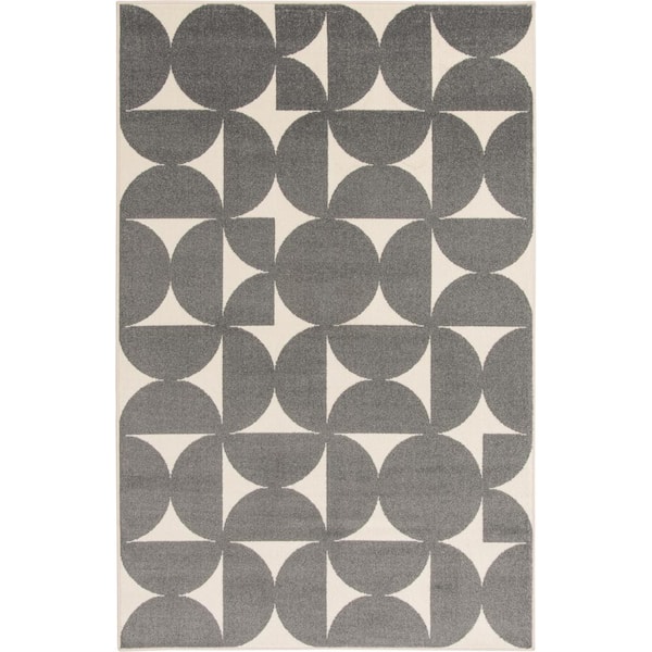 LOOMAKNOTI Tecopa Sevella Gray 7 ft. 10 in. x 9 ft. 10 in. Geometric Polypropylene Indoor/Outdoor Area Rug