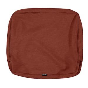 Montlake FadeSafe 23 in. W x 20 in. H x 4 in. D Patio Lounge Back Cushion Slip Cover in Heather Henna Red