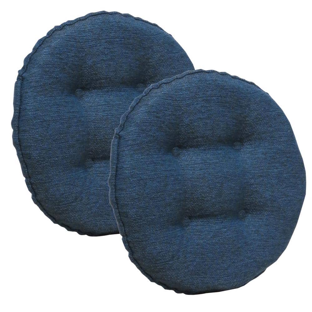 Gripper Non-Slip 14 in. x 14 in. Omega Indigo Tufted Barstool Cushions (Set