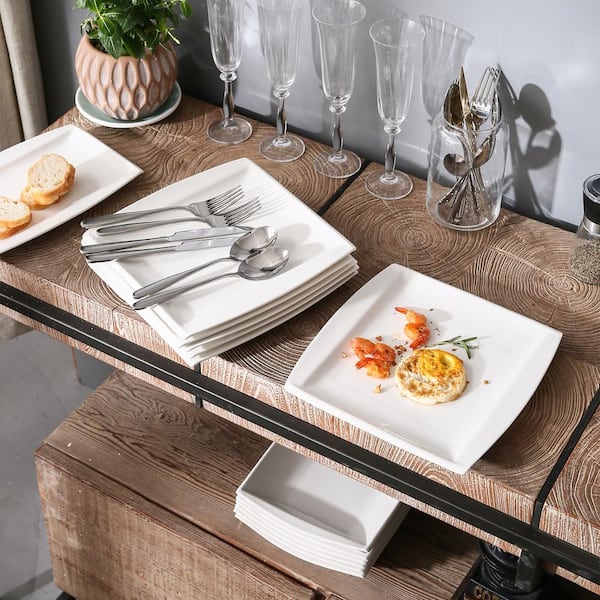 MALACASA 6-Piece White Porcelain Dinnerware