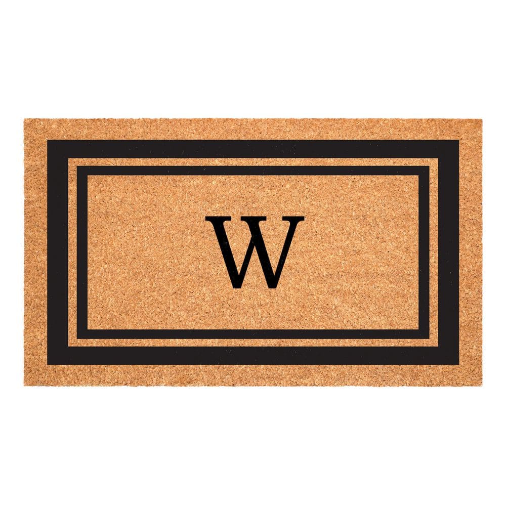 Calloway Mills Black Border Monogram Door Mat 18 in. x 30 in. (Letter W) 152961830W