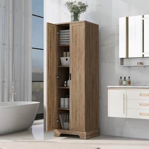 23 in. W x 17 in. D x 71 in. H Brown MDF Freestanding Linen Cabinet with Adjustable Shelf in Brown