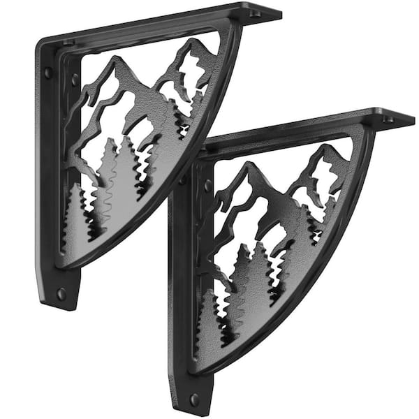 Starby 8 in. L Black Iron Heavy Duty Shelf Bracket (2-Pack)