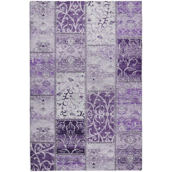 Dream Shag Premium Machine Washable Abstract ADS566 Purple 10 ft. x 14 ft. Area Rug