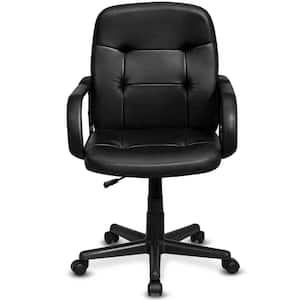 Adjustable Ergonomic Black PVC Leather Seating Swivel Office Task Chair with Non-Adjustable Arms