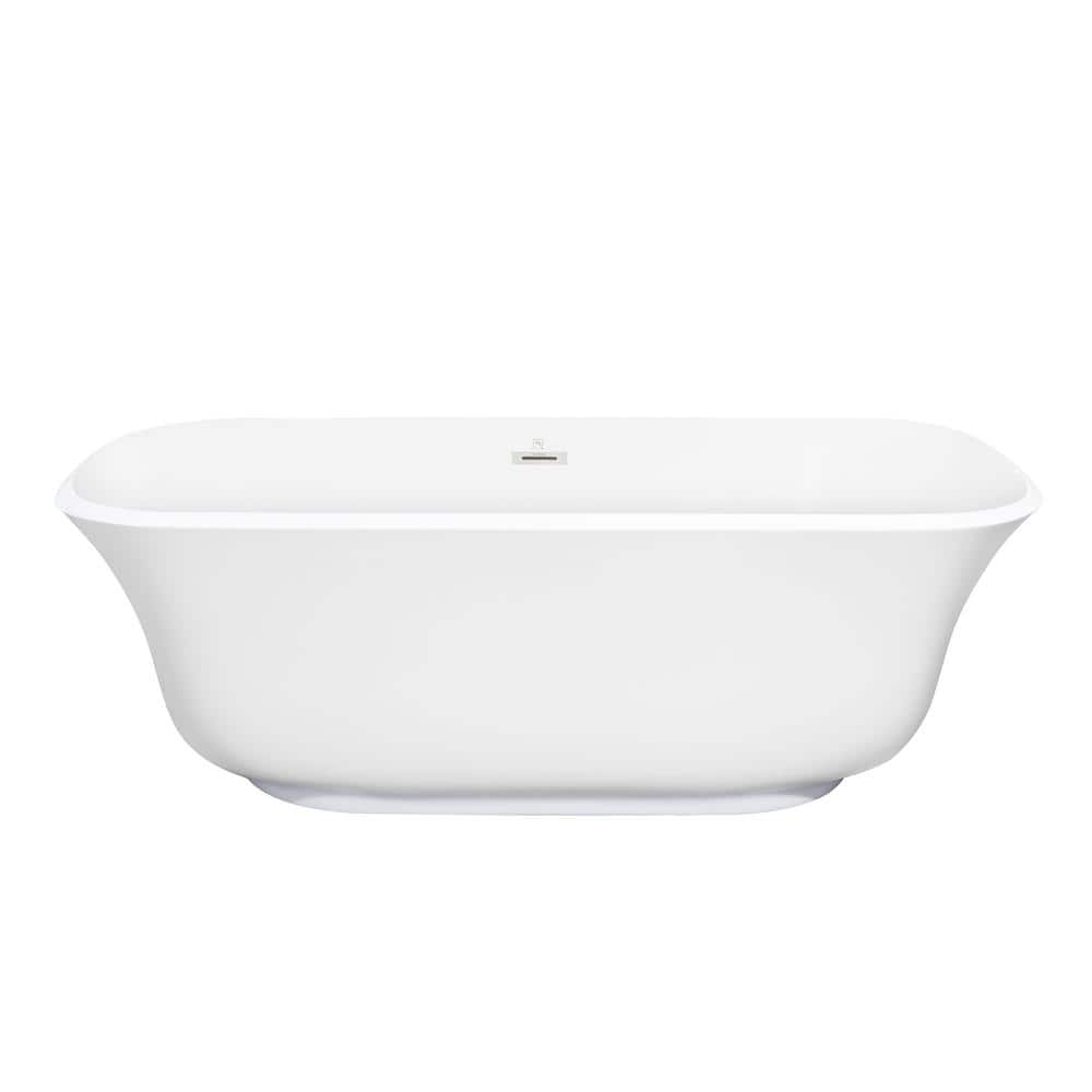67" Glossy White Acrylic Freestanding Soaking Bathtub