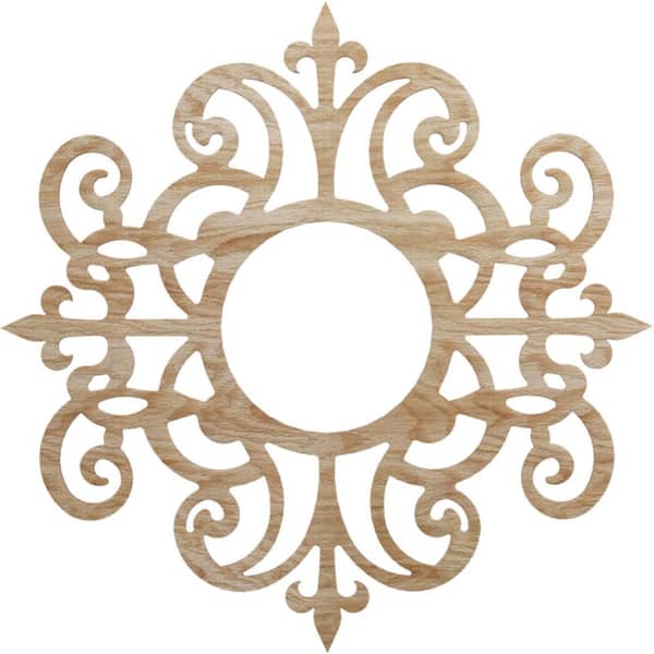 Ekena Millwork 0.375 in. x 32 in. x 32 in. Wood (Red Oak) Medallion Moulding