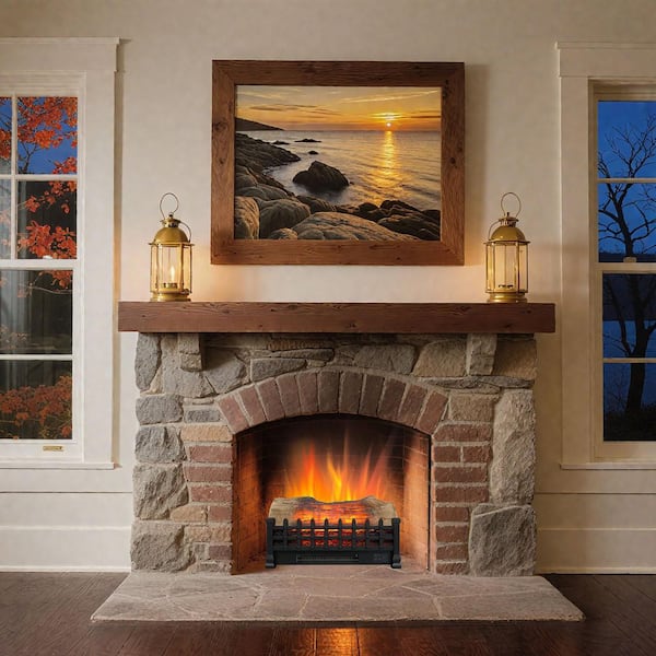 20 in. Electric Fireplace Insert, Free Standing Heater with 3D Log Set for Indoor Use