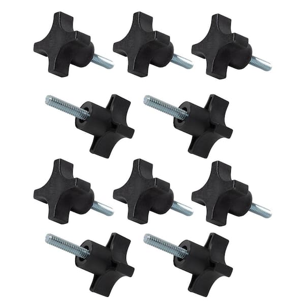 1/4 in.-20 4-Start Stud Knob, Threaded Thumb Screw Star Knobs with 1 in. Stud for Woodworking Jigs and Fixtures (10PK)