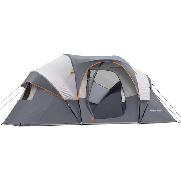 Tenleaf 14 ft. x 11 ft. Gray 10-Person Outdoor Portable Easy Set Up Family Windproof Fabric Dome Camping Tent