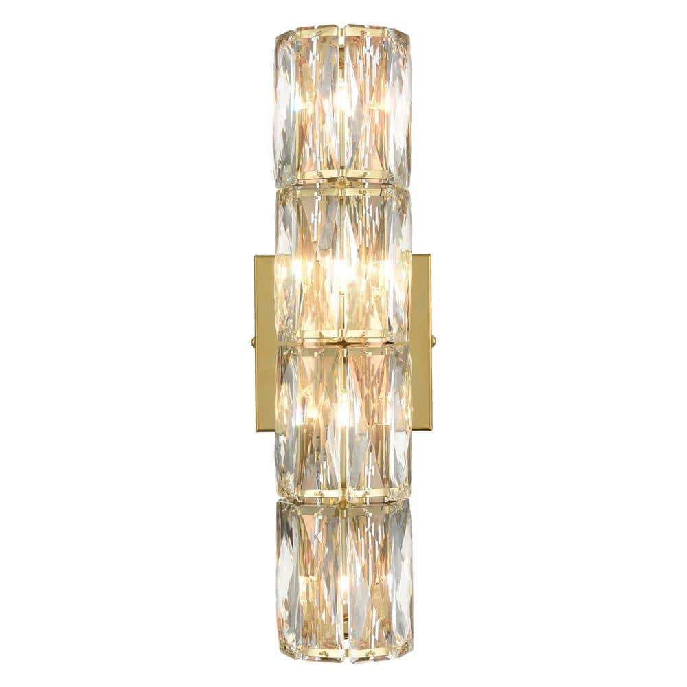 Modern Gold Crystal Glass Cylinder Wall Sconce