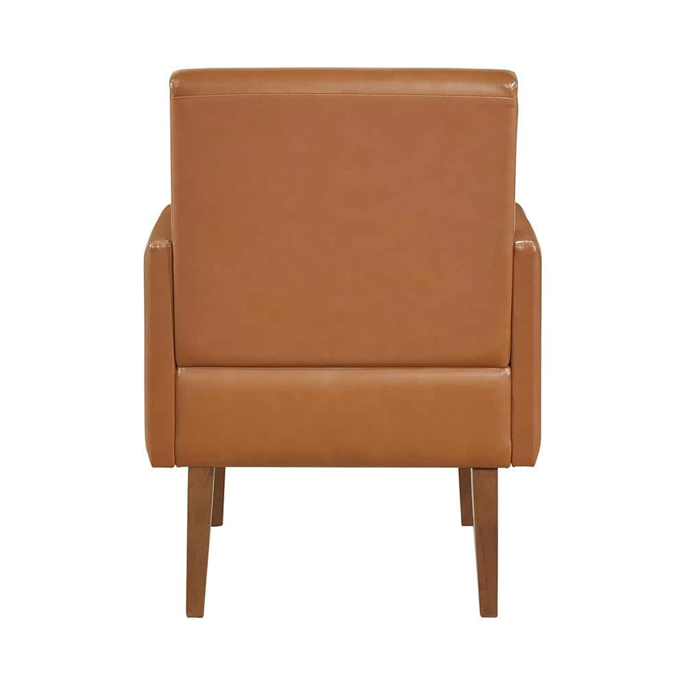 Matt Brown Faux Leather and Wood Accent Chair