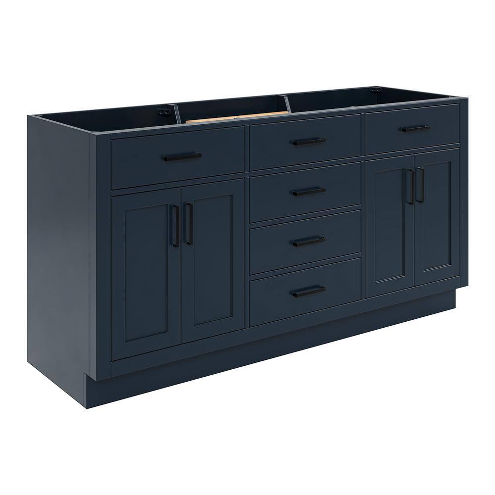 Midnight Blue Hardwood Freestanding Double Bathroom Vanity