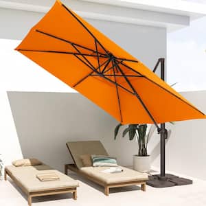 SunShade Deluxe 10 ft. Square Cantilever Umbrella with Cover Heavy-Duty 360° Rotation Patio Umbrella in Pumpkin