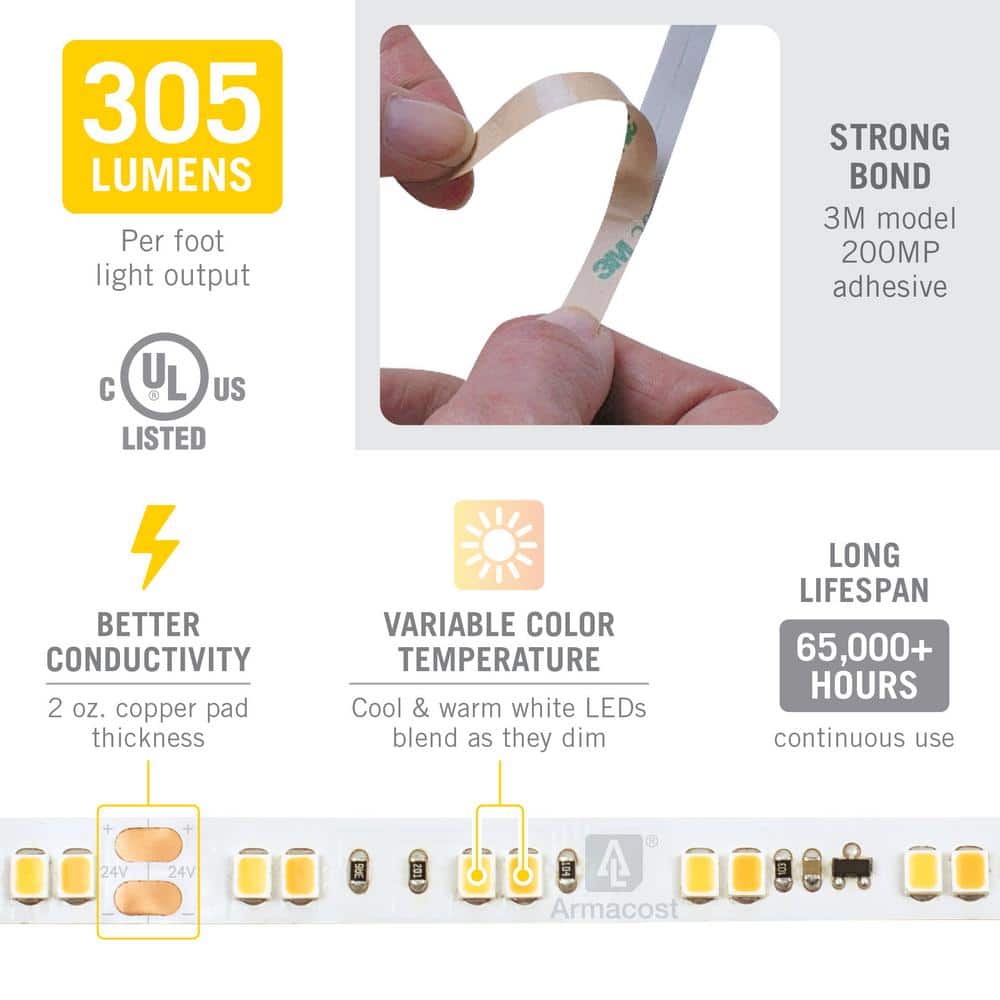 RibbonFlex Pro 8ft White Dim-to-Warm LED Tape Light