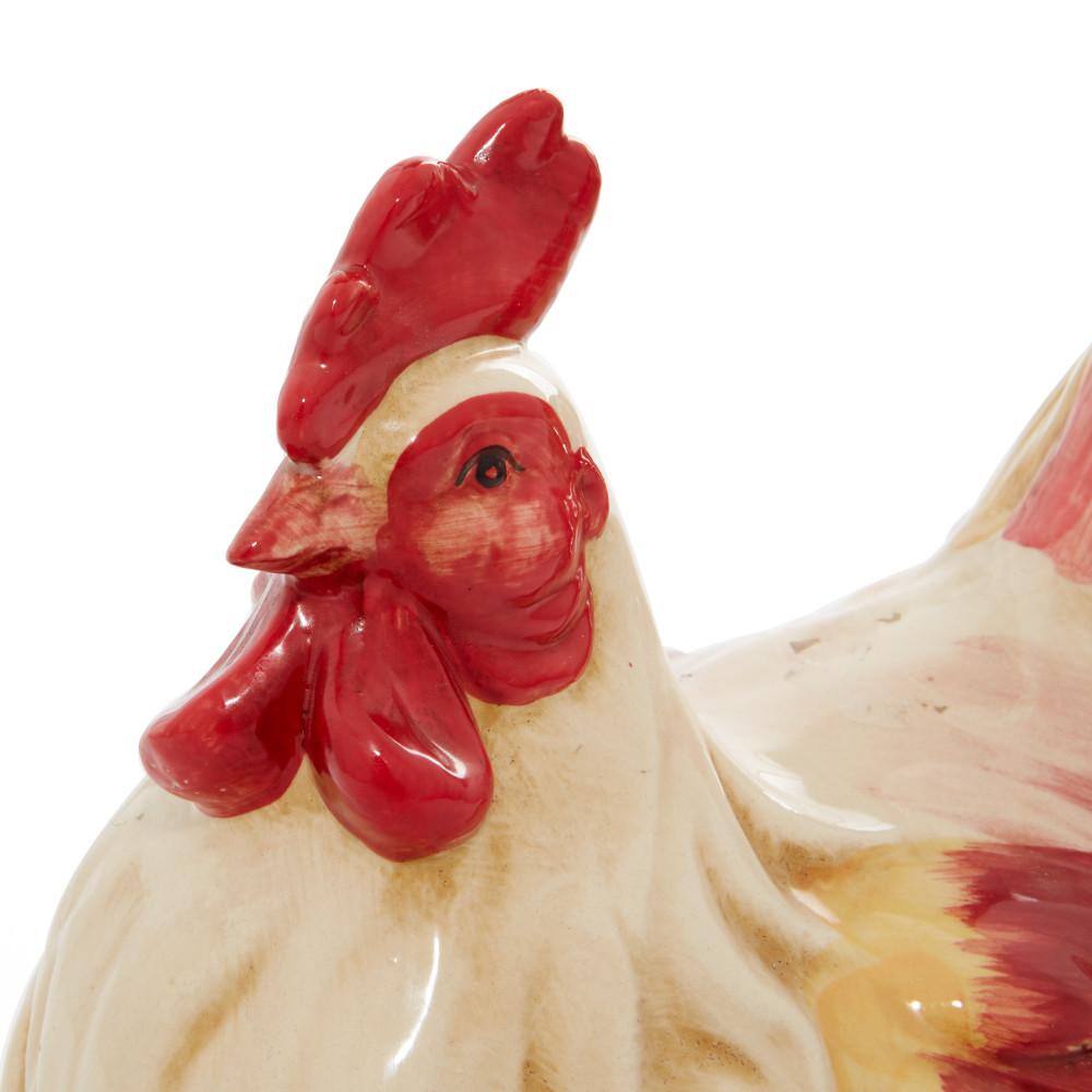 Multi-Colored Ceramic Rooster Garden Sculpture, 15" x 9"