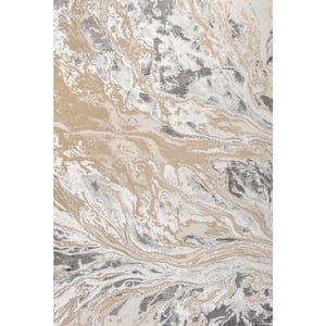 Swirl Marbled Abstract Beige/Gray/Ivory 8 ft. x 10 ft. Area Rug