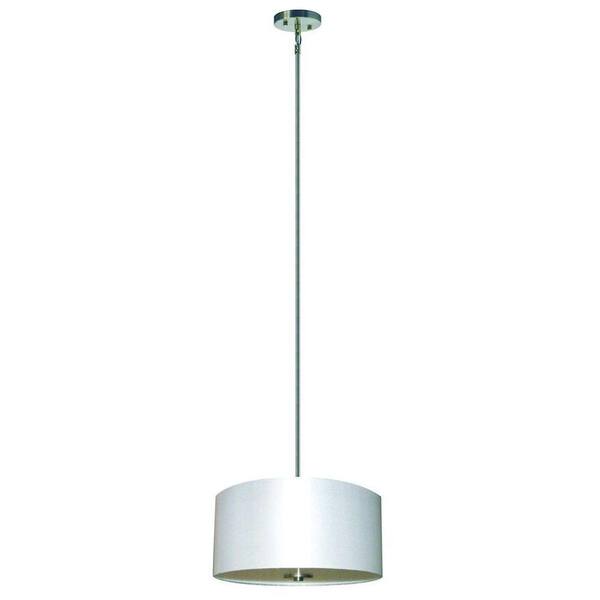 Yosemite Home Decor Lyell Forks Family 3-Light Satin Steel Pendant with Pristine White Fabric Shade