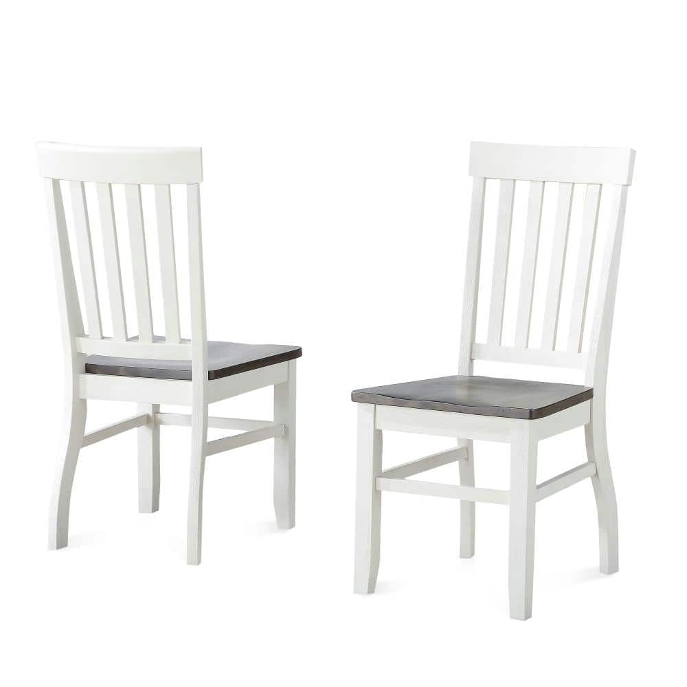 Ivory and Driftwood Transitional Slat Back Side Chair Set