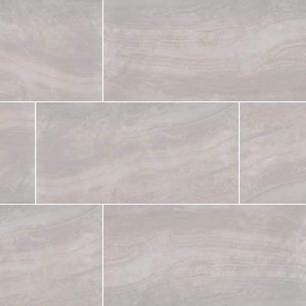MSI Pavia Gray 24 in. x 48 in. Polished Porcelain Stone Look Floor and Wall Tile (16 sq. ft./Case)