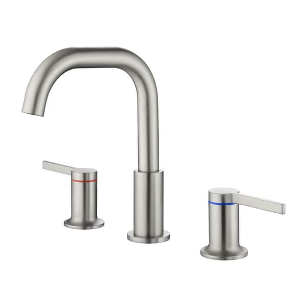 8 in. Widespread Double Handle Bathroom Faucet in Nickel