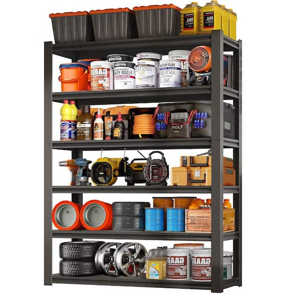 6-Shelf Heavy Duty Steel Adjustable Garage Storage Shelving Unit in Black (48 in. W x 82.4 in. H x 18 in. D)