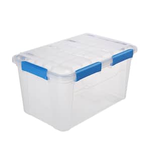 Rubbermaid 25 Gal. Stackable Storage Container in Heritage Blue (4-Pack)  RMRT250008-4pack - The Home Depot