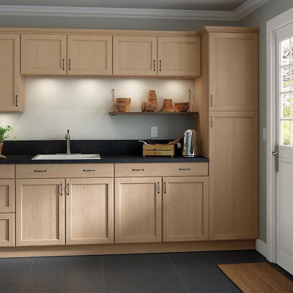 Hampton Bay Easthaven Shaker 2 75x96 In, Unfinished Beech Wood Kitchen Cabinets