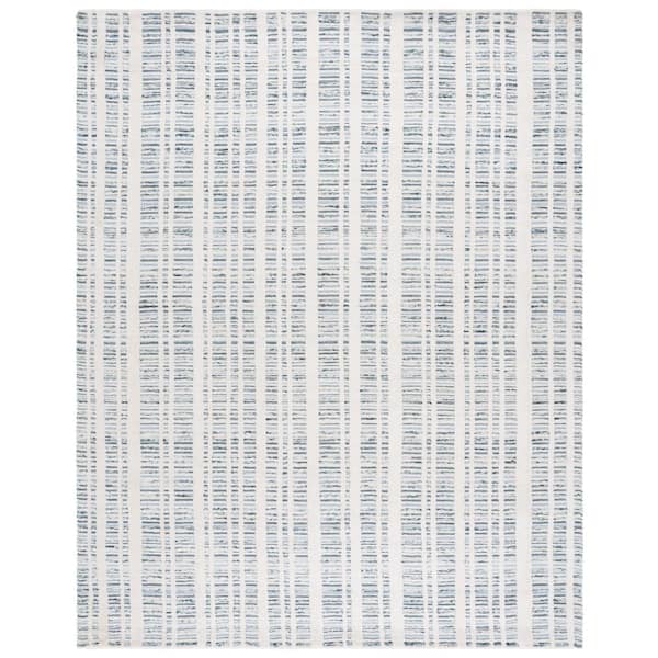 Fifth Avenue 8 ft. x 10 ft. Teal/Ivory Scandinavian Striped Area Rug