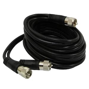 CB Antenna Co-Phase Coax Cable with 3 PL-259 Connectors in Black, 12 ft.