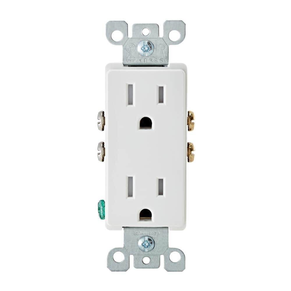 5-15R AIDA 15 Amp,125 Volt Tamper Weather Resistant Residential Grade Grounded Duplex Receptacle TR WR White Wall Indoor Outdoor Outlets Side & Back Wire UL Listed 10 Pack White 030651 