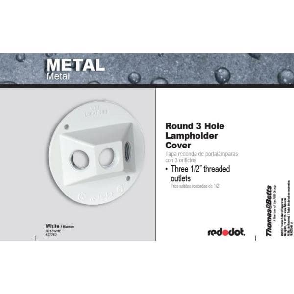 White Round Standard Weatherproof Lamp Holder Cover with 3 Holes