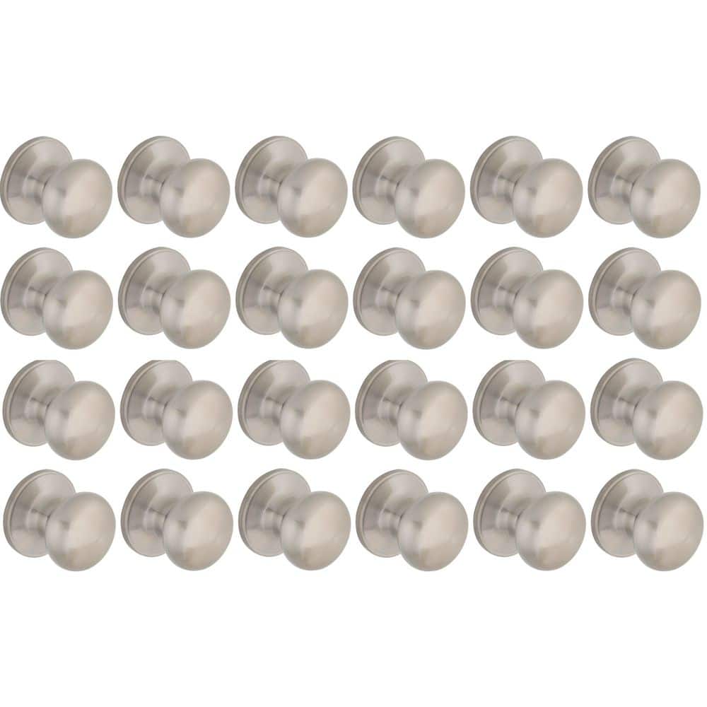 Round Satin Nickel Hall/Closet Passage Door Knob 24-Pack