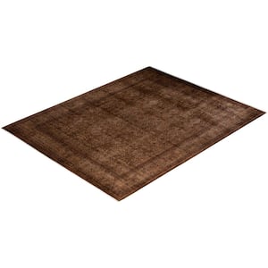 Fine Vibrance Brown 8 ft. x 10 ft. Solid Wool Indoor Area Rug