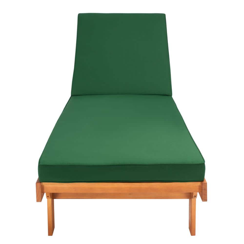 Natural Green Eucalyptus Wood Outdoor Chaise Lounge Chair with Cushions