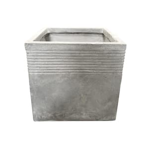 17.7 in. W Square Natural Concrete/Fiberglass Indoor Outdoor Elegant Planter