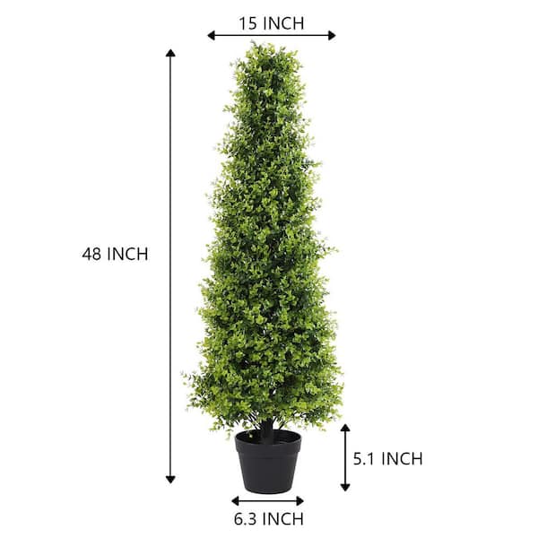 48 in. Artificial Topiary Trees, Faux Boxwood Plants UV Resistant