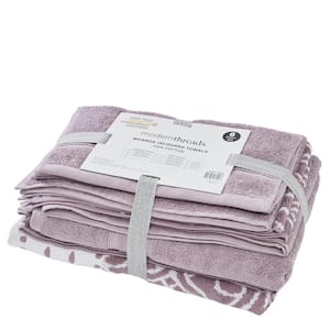 6 Yarn Dyed Jacquard/Solid towel set Monore Orchid