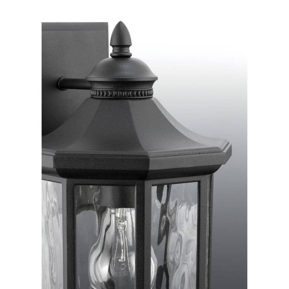 Elegant Hexagonal Bronze & Black Outdoor Wall Lantern with Clear Water Glass