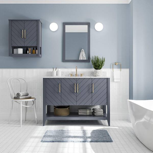 Home Decorators Collection Radien 48 in. W x 19 in. D x 34 in. H Double  Sink Bath Vanity in Admiral Blue with White Cultured Marble Top RN48P2-AE -  The Home Depot